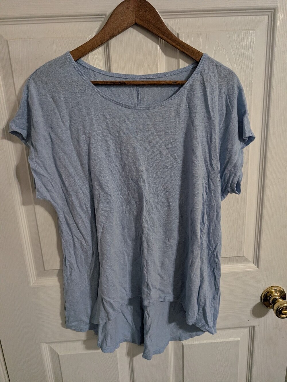 Eileen Fisher Womens Top Blue Short Sleeve Top Blouse Size Medium